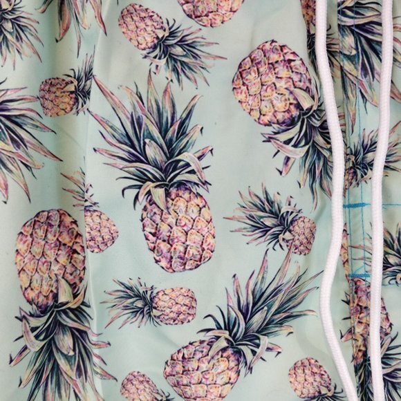 Pineapple Print Mens Drawstring Swim Trunks XL Tropical Beachwear - Picture 4 of 5
